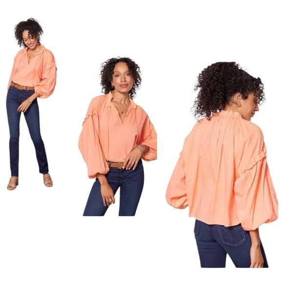 Cleobella Phoenix Ruffle Collar Swiss
Dot Long Sleeve Blouse Size Small - Picture 1 of 13